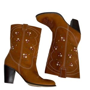 Seychelles Floral Leather Boot Sz 10